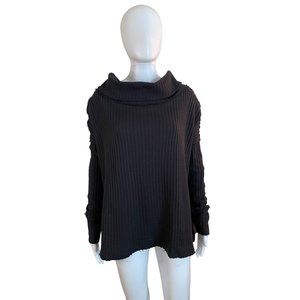 Free People Juicy Long Sleeve Thermal Sweater Size XS Black